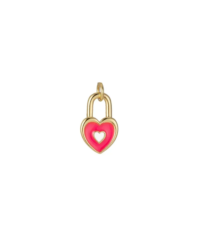 Enamel Heart Lock Charm