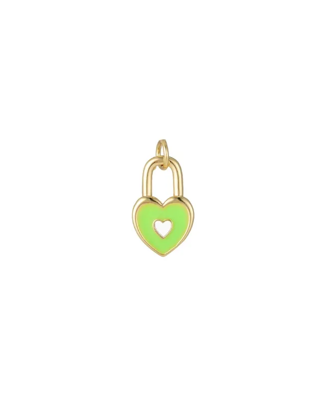 Enamel Heart Lock Charm