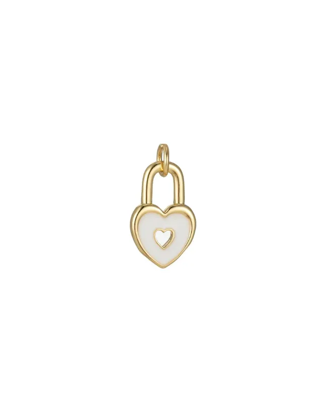 Enamel Heart Lock Charm