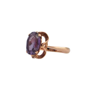 Estate Amethyst 14k Gold Ring -Russia 1950's