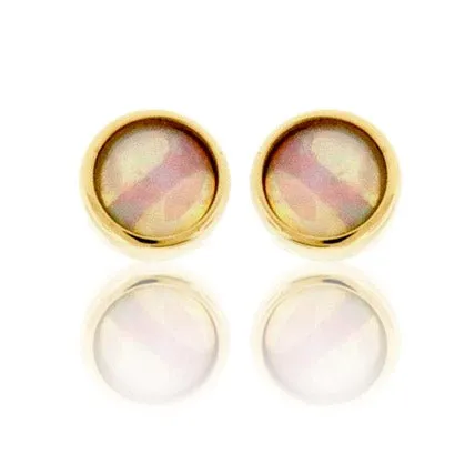 Ethiopian Opal Button Stud Earrings