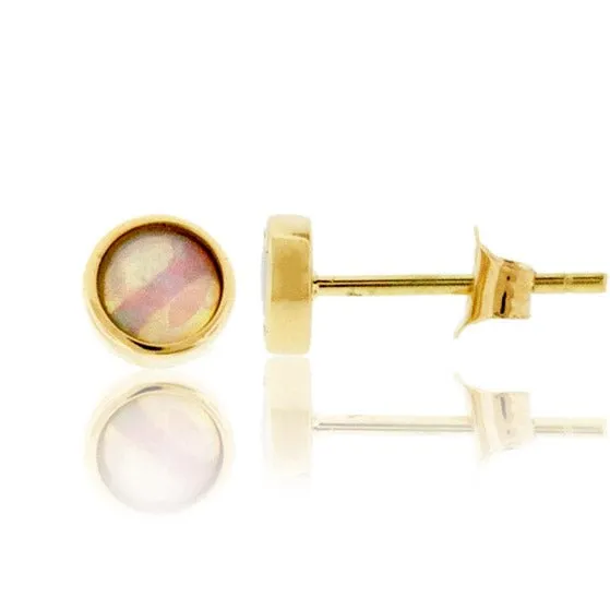 Ethiopian Opal Button Stud Earrings