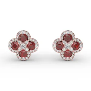 Fana Endless Bliss Ruby and Diamond Cluster Studs