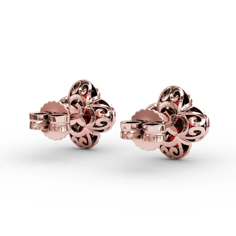 Fana Endless Bliss Ruby and Diamond Cluster Studs