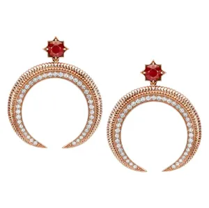 FColours of Love Hilal 18ct Rose Gold Ruby Diamond Earrings