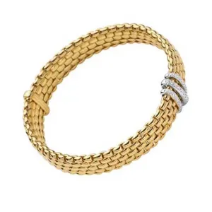 FOPE Panorama Collection Flex'it Bracelet with Diamonds in 18K Yellow and White Gold