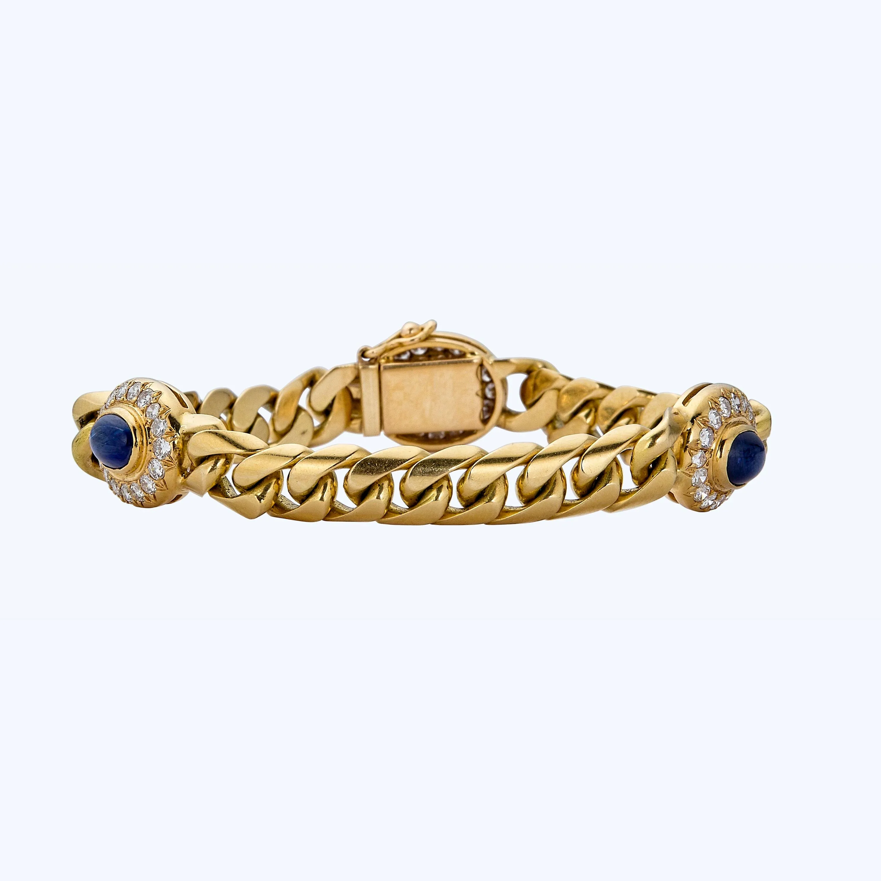 French Sapphire and Diamond Link Bracelet