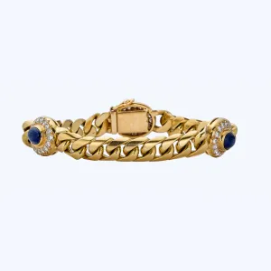 French Sapphire and Diamond Link Bracelet