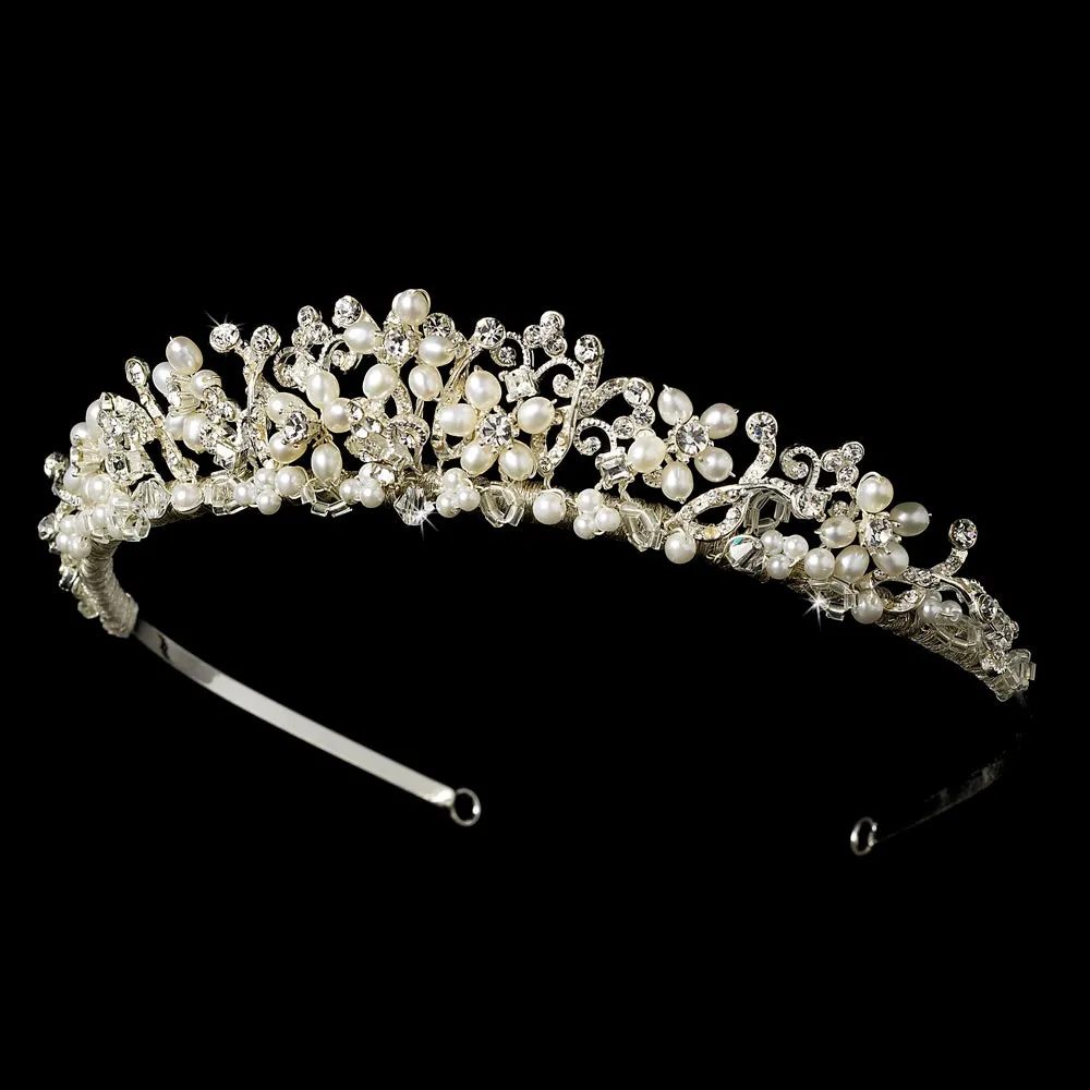 Freshwater Pearl & Crystal Floral Bridal Tiara