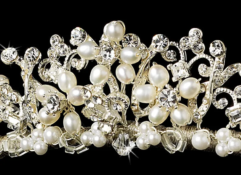 Freshwater Pearl & Crystal Floral Bridal Tiara