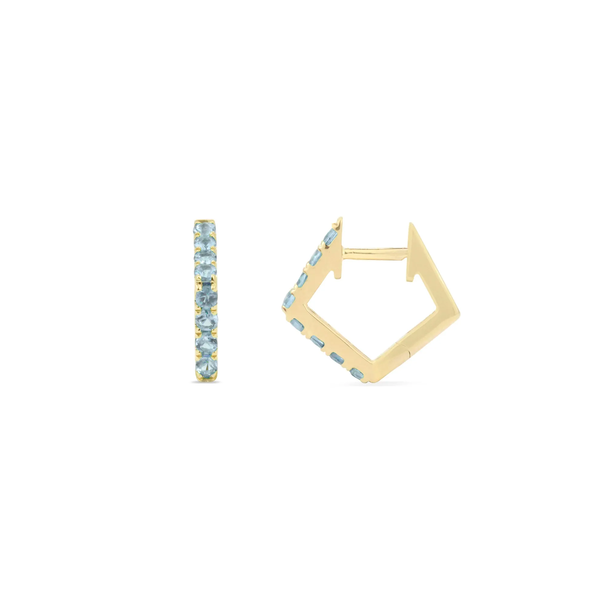 Gemstone 14K Single Pentagon Huggie