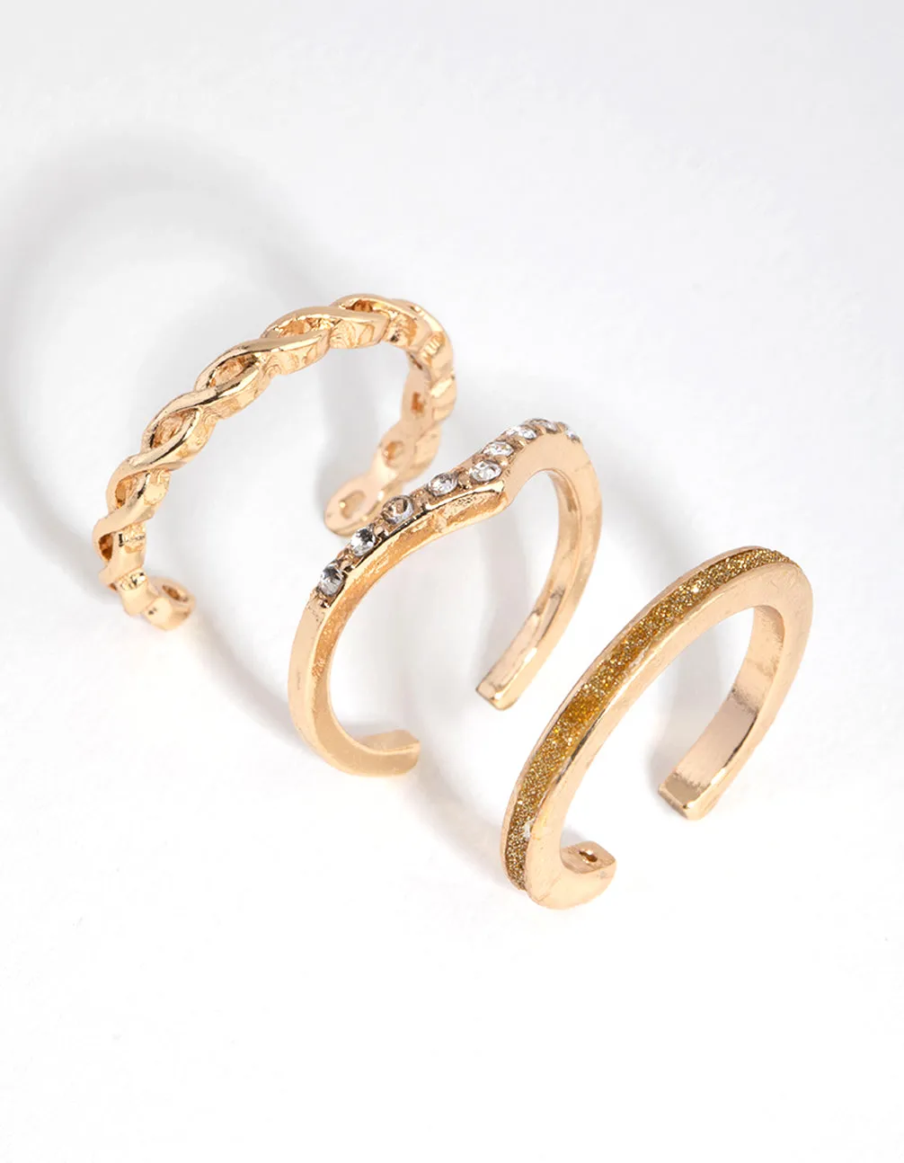 Gold Diamante Band Toe Ring Pack