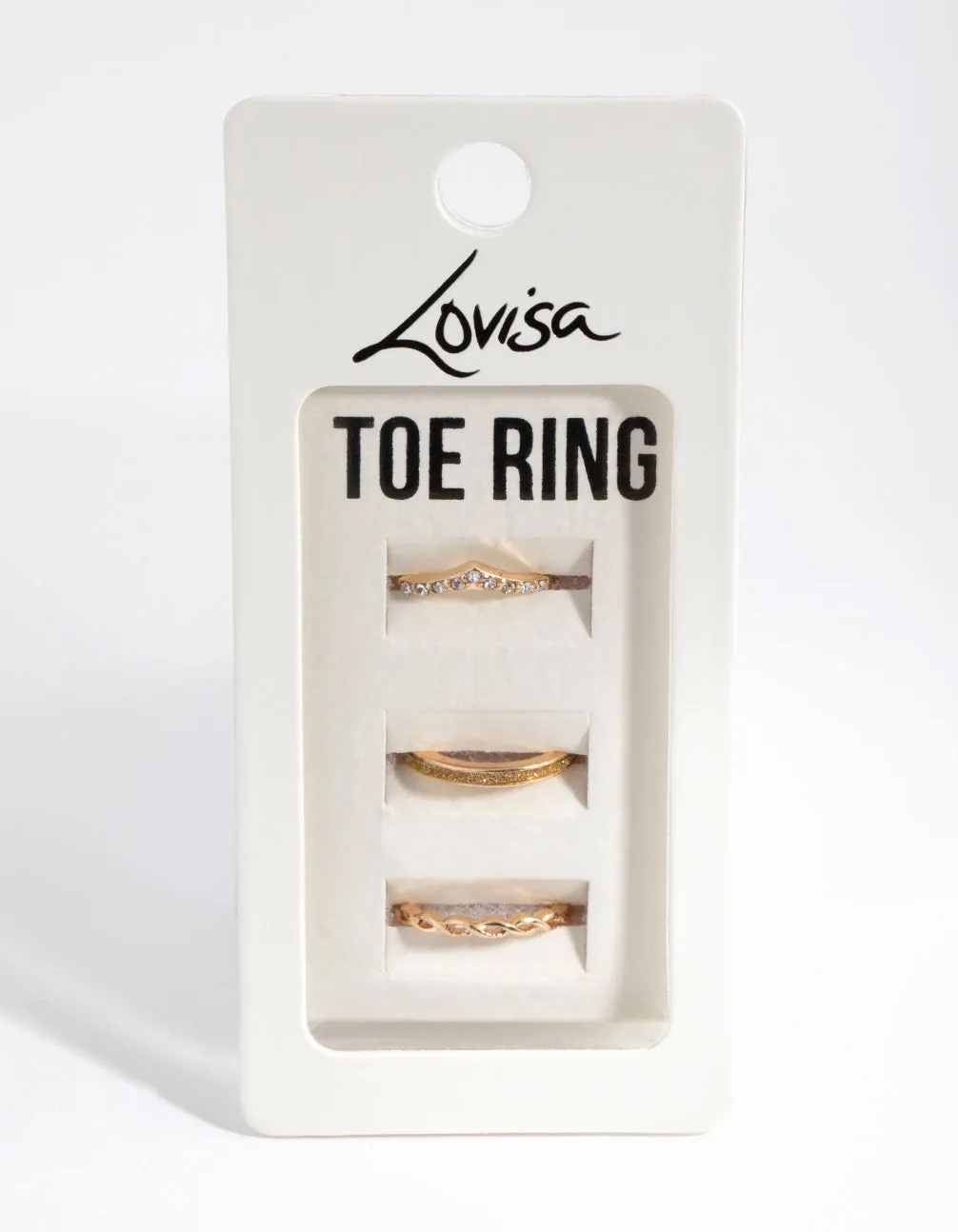 Gold Diamante Band Toe Ring Pack