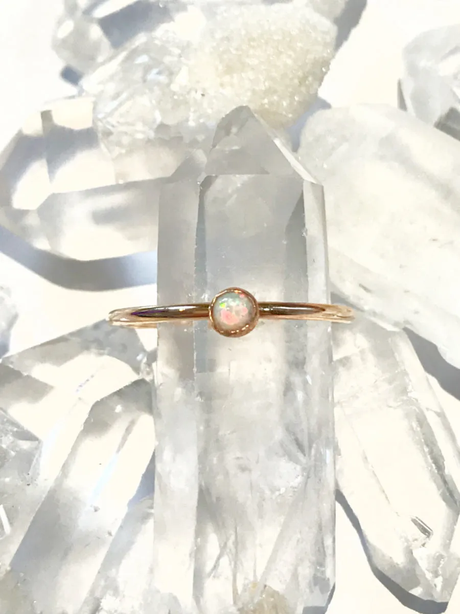 Gold Filled Simple White Opal Ring