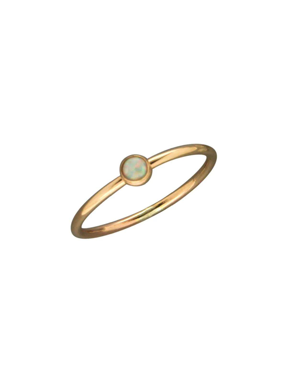 Gold Filled Simple White Opal Ring