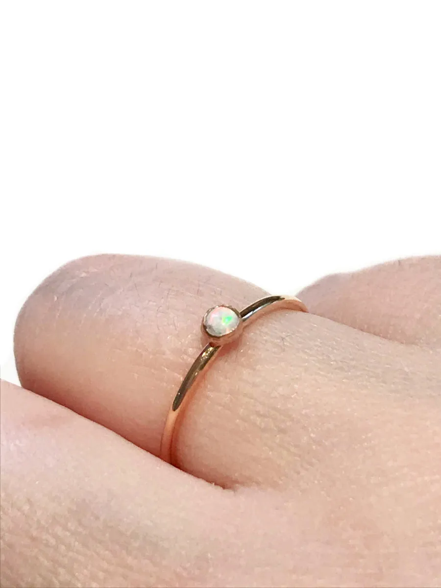 Gold Filled Simple White Opal Ring