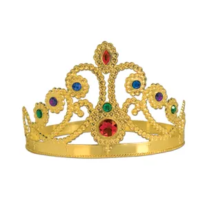 Gold Plastic Jeweled Queen Tiara Each