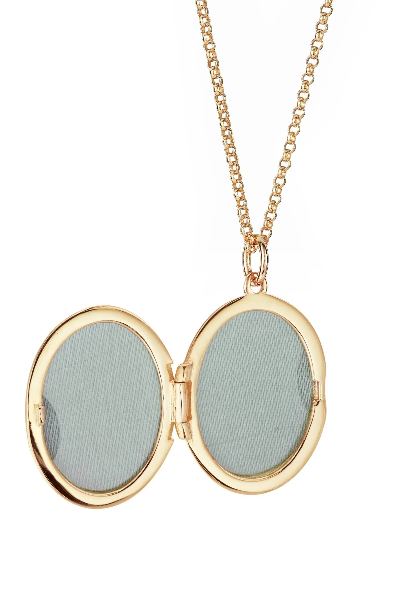 Gold Plated Sterling Silver Light Blue Enamel Locket Necklace