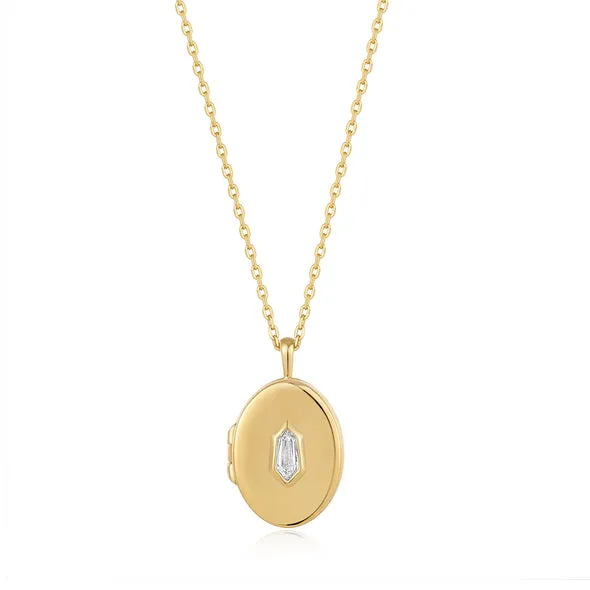 Gold Sparkle Locket Pendant Necklace