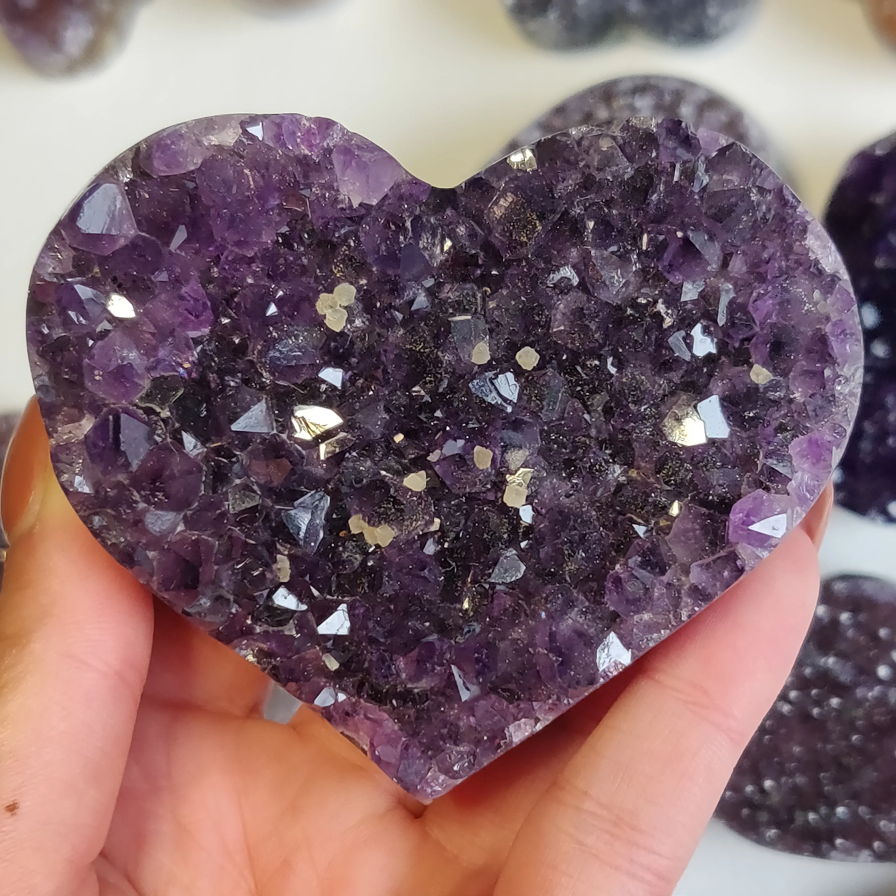 Grape Jelly Amethyst Geode Heart with Calcite (#G6)