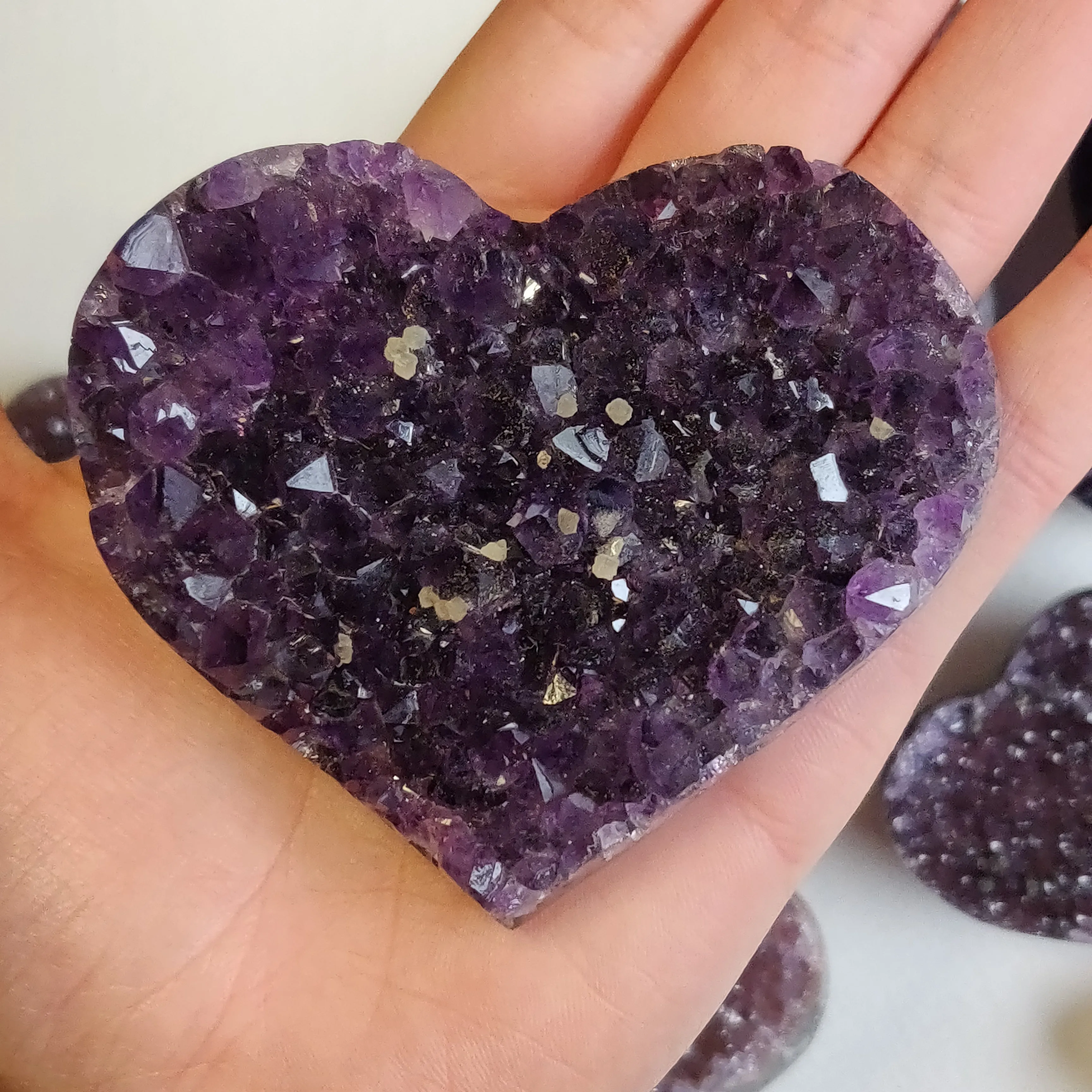 Grape Jelly Amethyst Geode Heart with Calcite (#G6)