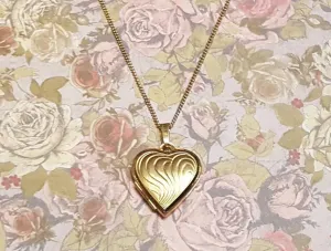 Grooved Heart Locket in Gold