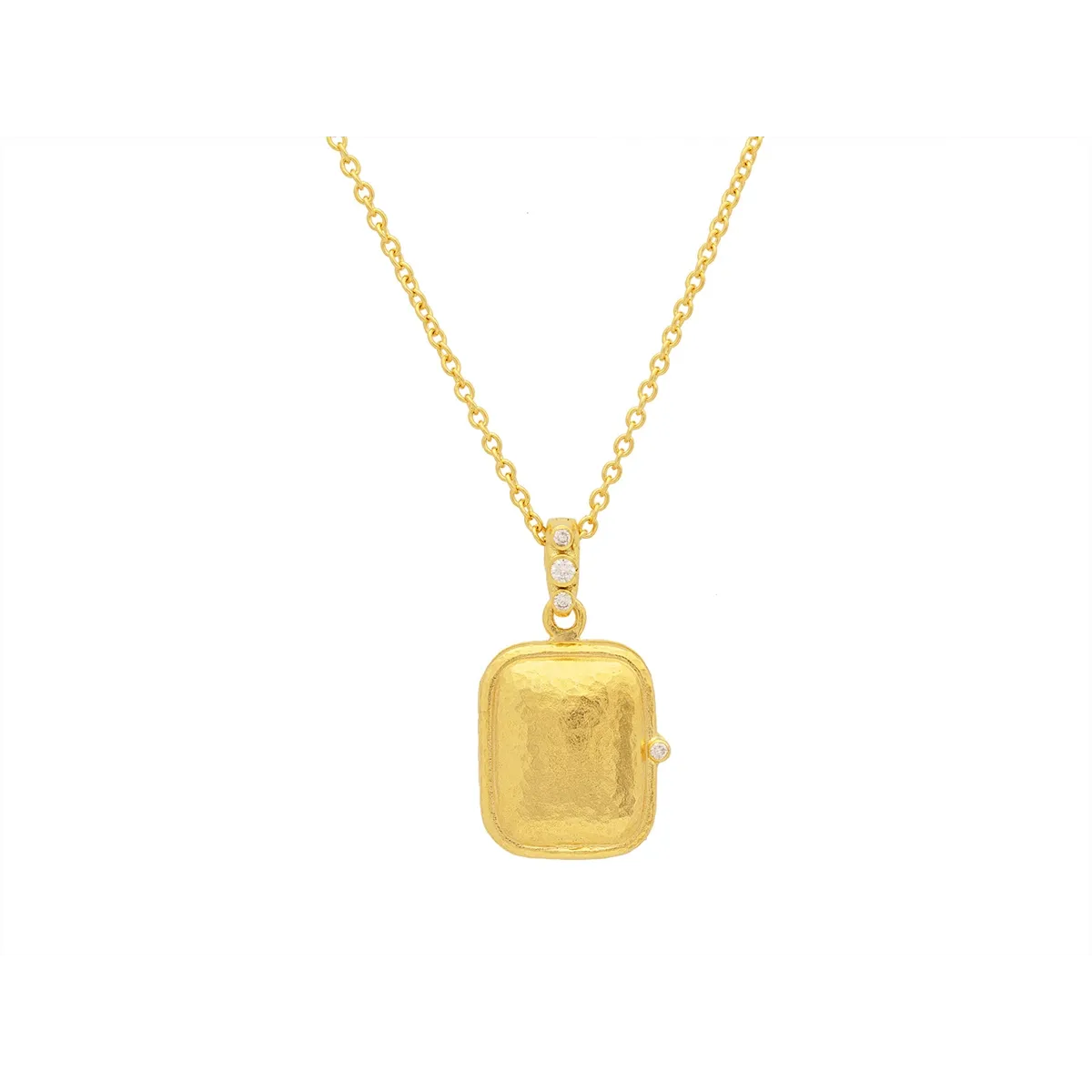 Gurhan Locket Pendant Necklace in 22K Yellow Gold and Diamond Bail