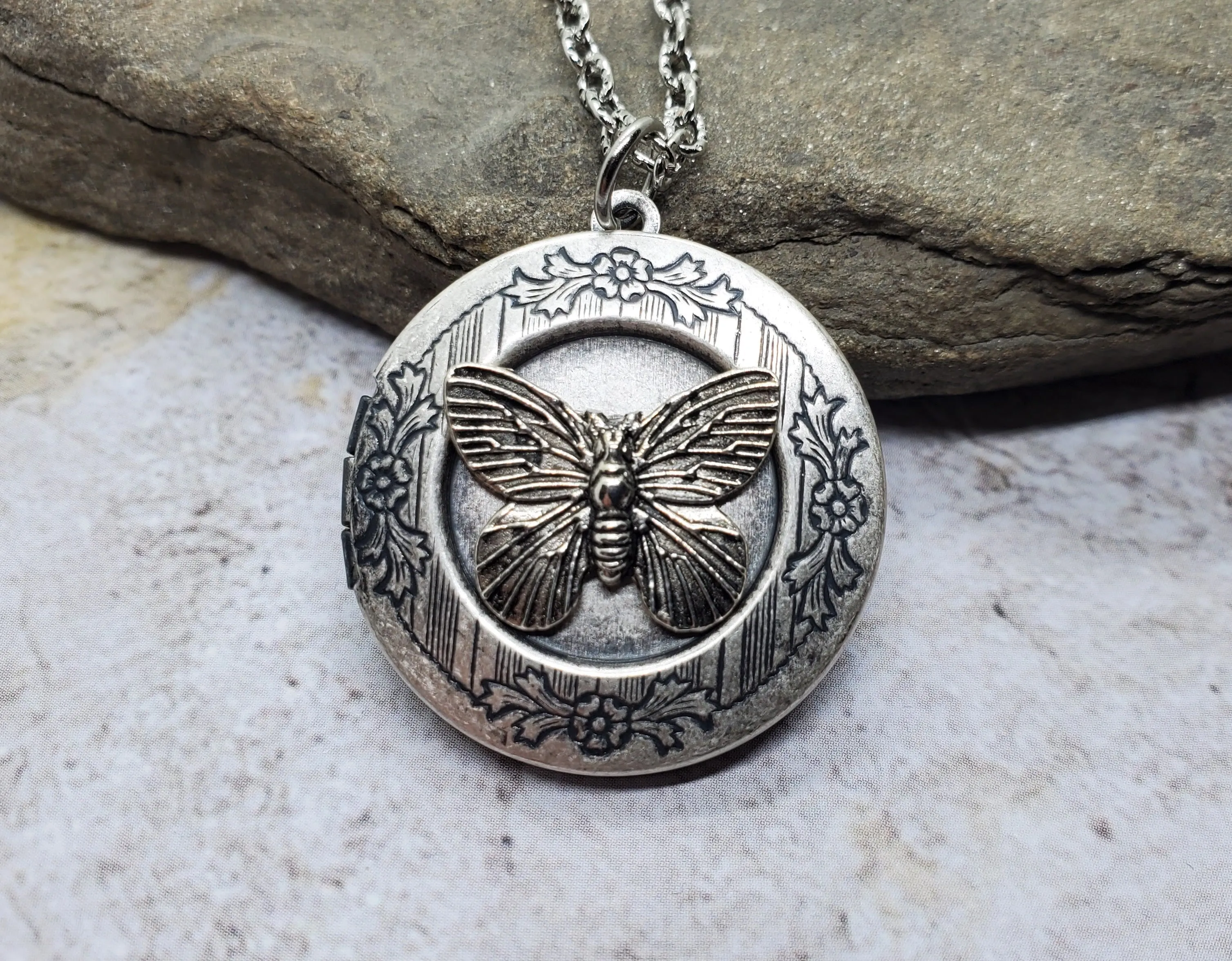 Handmade Butterfly Locket Necklace