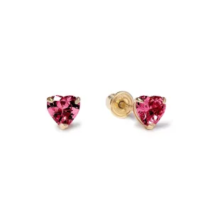 Heart Crystal Gemstone Studs Ruby