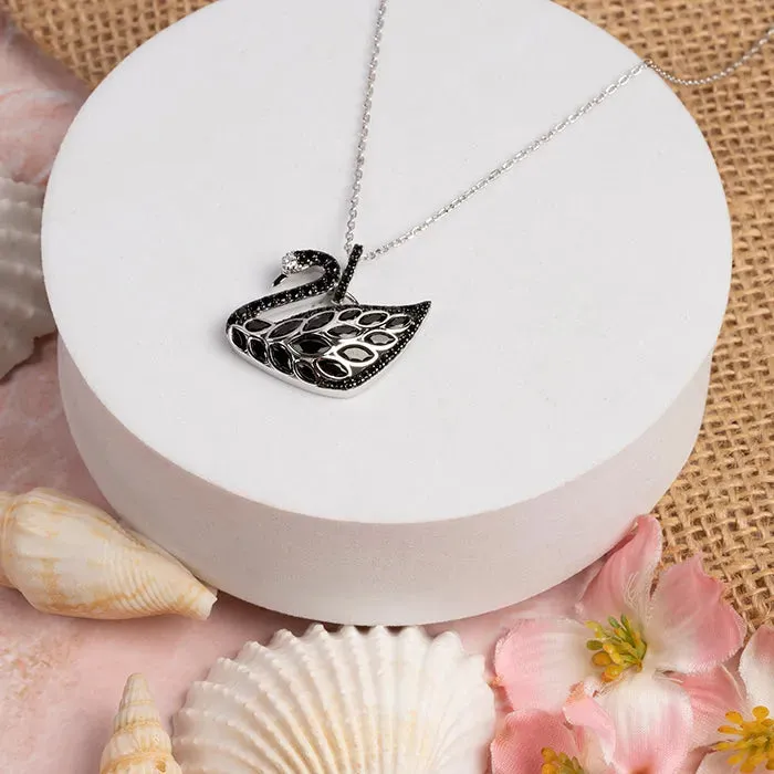 Intricate Silver Swan Chain Locket