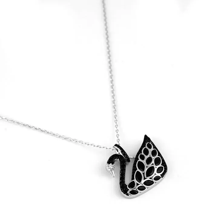 Intricate Silver Swan Chain Locket