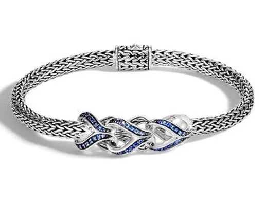 John Hardy Blue Sapphire Asli Link Bracelet in Sterling Silver