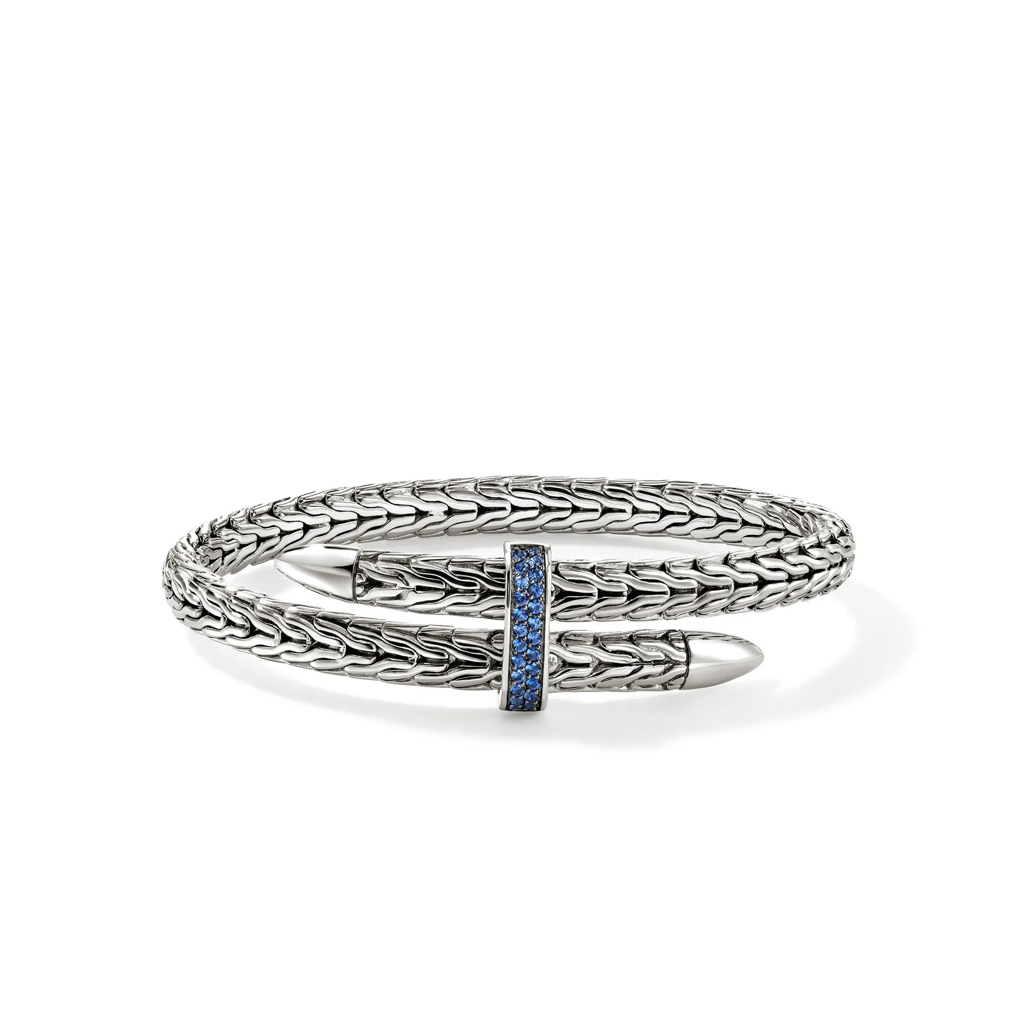 John Hardy Spear collection flex bypass with blue sapphires bracelet