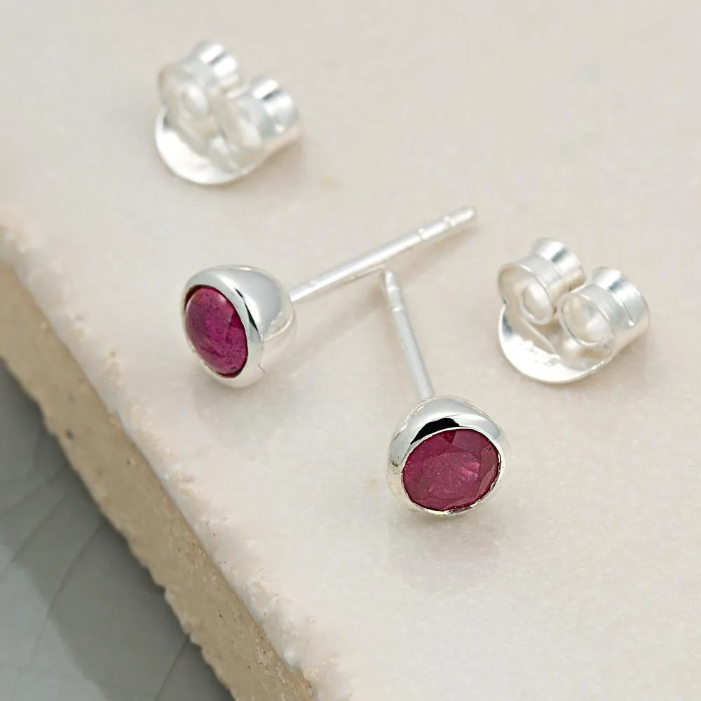 July Birthstone Earrings (Ruby)