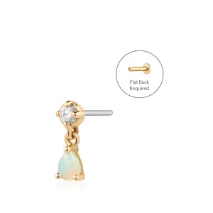 KAITLYN | Opal and Lab Grown Diamond Threadless Flatback Earring