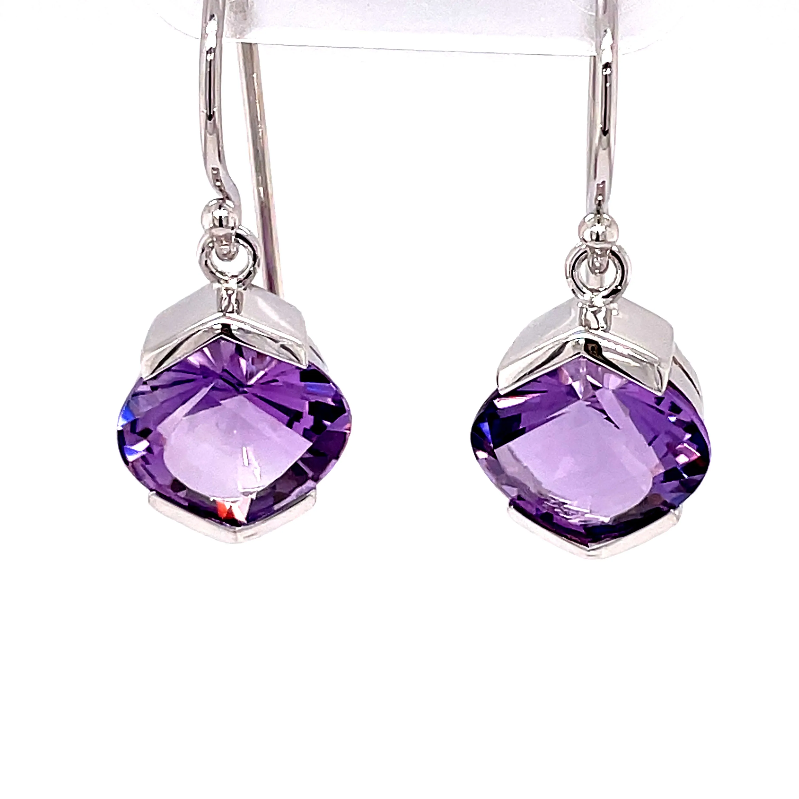 Kaleidoscope Laser Cut Amethyst Dangle Earrings