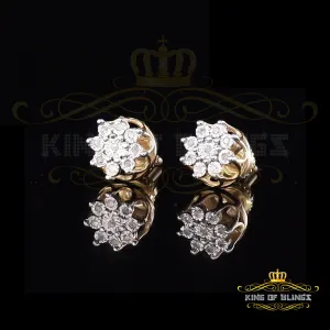 King of Blings-0.05ct Diamond 925 Sterling Silver Yellow For Men's & Women's Floral Earrings