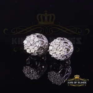 King Of Bling's 0.07ct Diamond 925 Sterling White Silver for Men's & Womens Stud Round Earrings