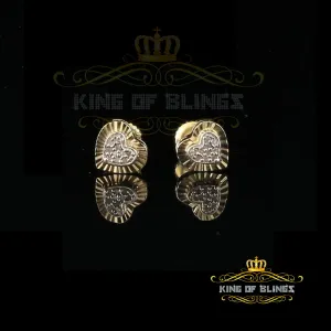 King of Blings-Aretes Para Hombre Heart 925 Yellow Silver 0.05ct Diamond Women & Men Earring