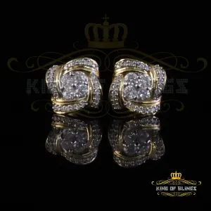 King  of Bling's New Men's 925 Yellow Silver 0.50ct VVS'D' Moissanite Floral Women's Stud Earrings