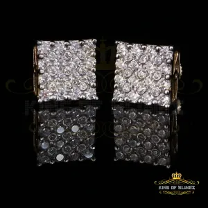 King of Bling's Yellow 925 Sterling Silver 2.06ct Cubic Zirconia Ladies Hip Hop Square Earrings