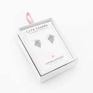 Life Charms Silver leaf stud earrings