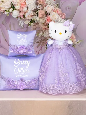 Lilac Quinceanera pillows set and Kitty