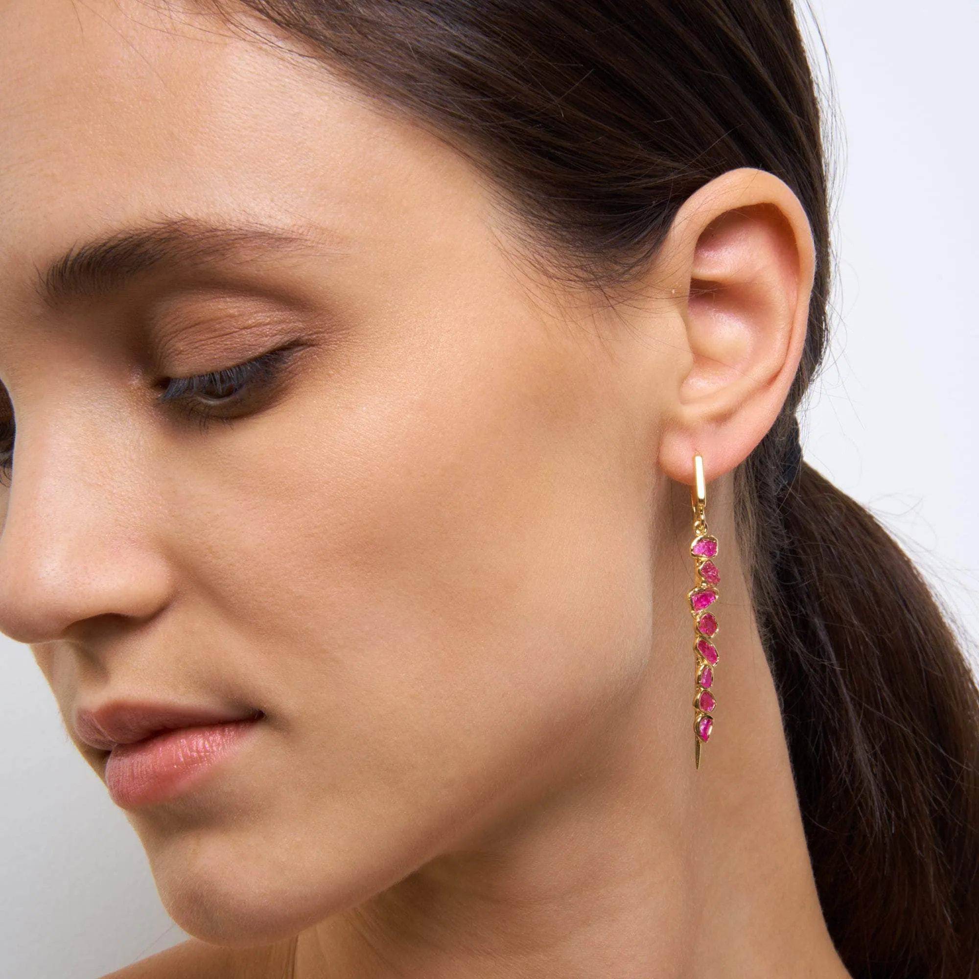 Lilium Rough Ruby Earrings