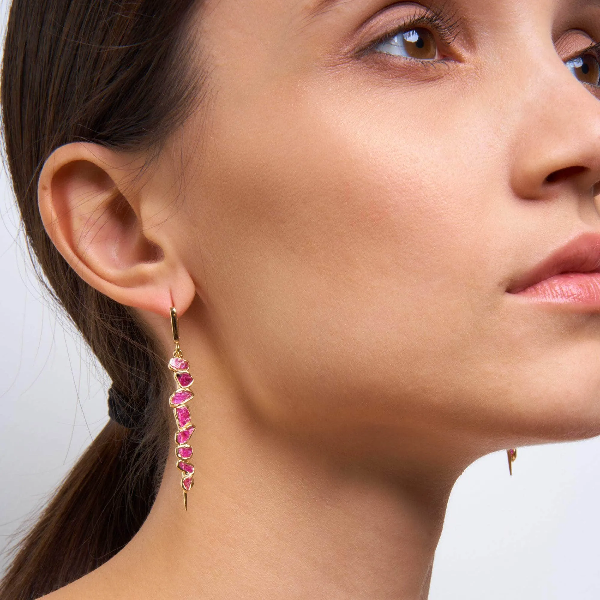 Lilium Rough Ruby Earrings