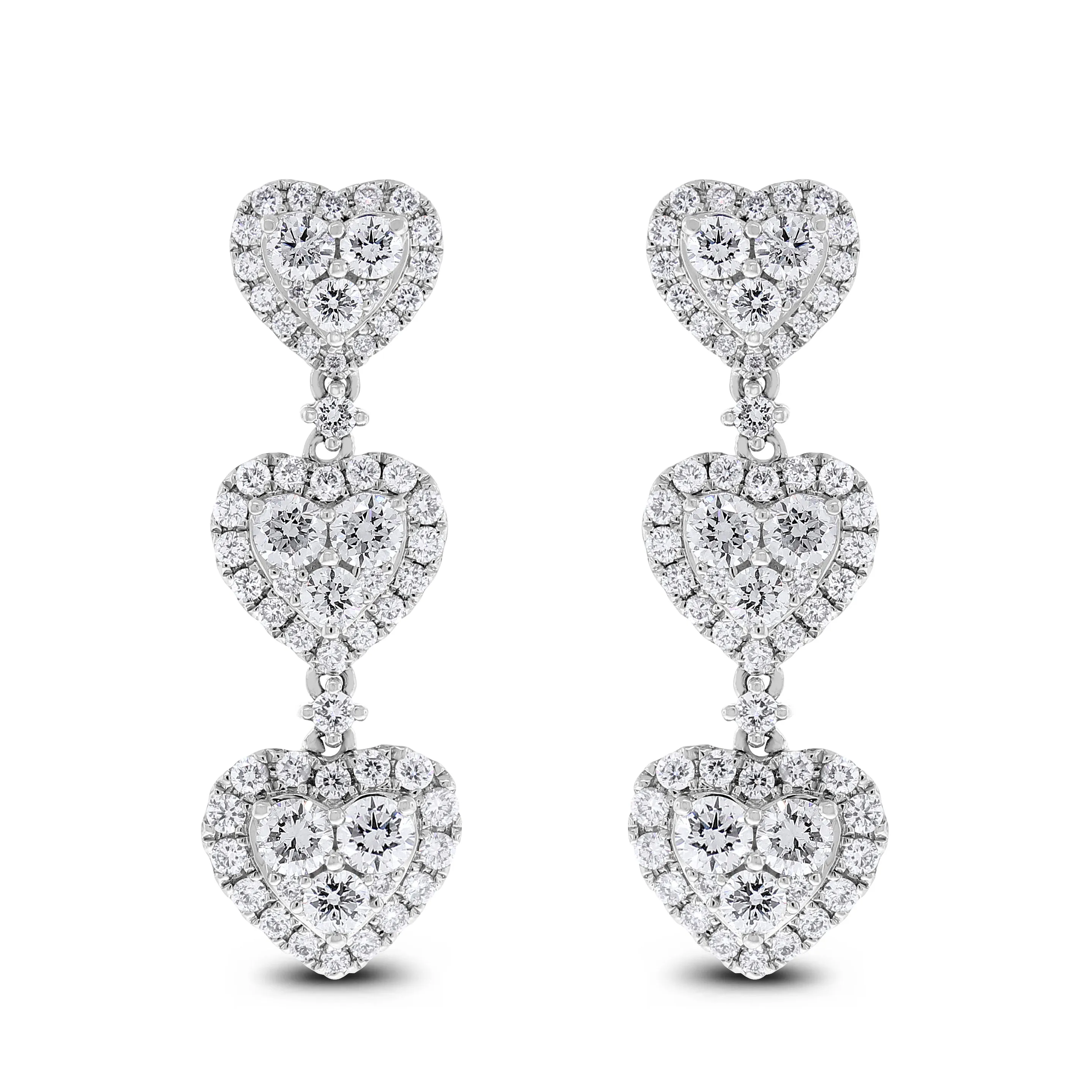 Lilly of Hearts Earrings (2.80 ct Diamonds) in White Gold