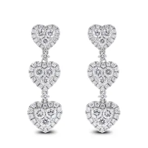 Lilly of Hearts Earrings (2.80 ct Diamonds) in White Gold