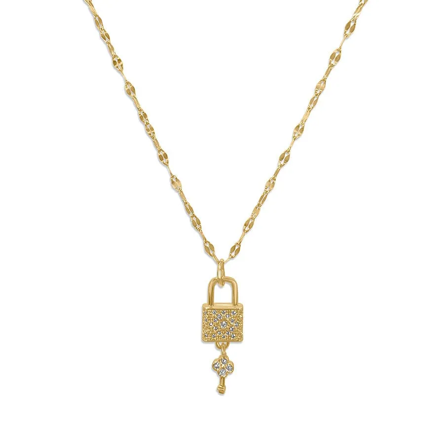 Lock and Key Diamond Gold Necklace