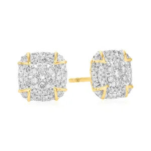 London 9ct Yellow Gold with Round Brilliant Cut 1/2 CARAT tw of Diamond Stud Earrings