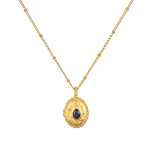 Lotus Sapphire Birthstone Locket Necklace - September